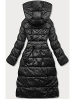 Čierna obojstranná dlhá bunda s kapucňou (p22-6635-1)