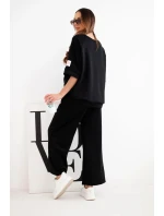 Dámska maslová viskózna mikina a široké nohavice čierna