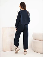 Dámský sportovní komplet z viskózy s dlouhým rukávem a model 22401365 kalhotami tmavě modrý - K-Fashion Dámský sportovní komplet z viskózy s dlouhým rukávem a model 22401365 kalhotami tmavě modrý - K-Fashion