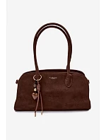 Kabelka s přívěskem a sponami Eko semiš Čokoládová Violette