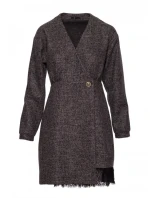 M871 Zavinovacie šaty z tvídu - čierne