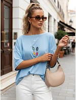 Dámska oversize blúzka s ozdobným náhrdelníkom BULS blue FashionStreet RY2506 Dámska oversize blúzka s ozdobným náhrdelníkom BULS blue FashionStreet RY2506
