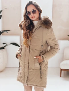 Dámska zimná bunda s kapucňou FashionStreet camel TY5082