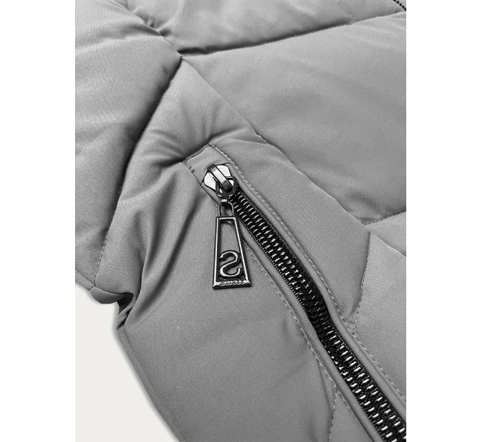 Tmavo šedá dámska zimná plus size bunda do polovice stehien S'west (B8306-70) Tmavo šedá dámska zimná plus size bunda do polovice stehien S'west (B8306-70)