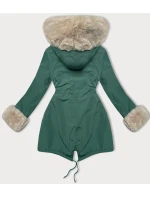 Dámska bunda Way Mode s kožušinou Dark Mint (22988)