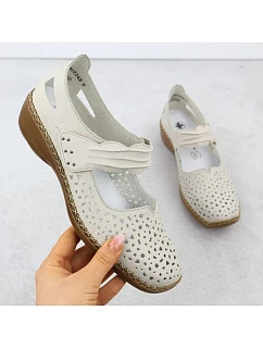 Dámská kožená prolamovaná obuv na suchý zip béžové barvy model 22051559 - Rieker