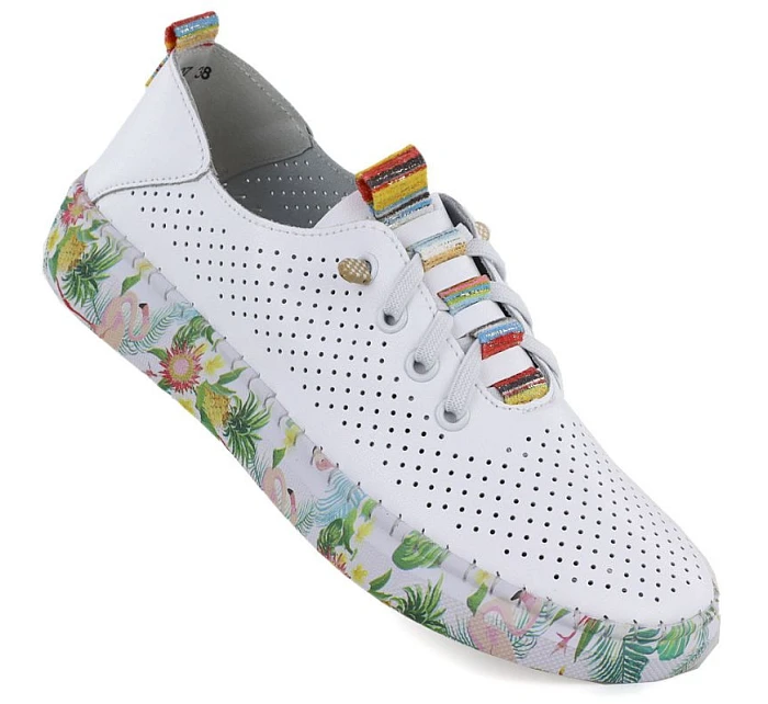 Dámske kožené poltopánky biele Artiker 58C0597