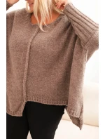 Dámsky akrylový sveter v nadmernej veľkosti s voľným strihom a 3/4 rukávmi Fango