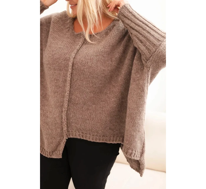 Dámsky akrylový sveter v nadmernej veľkosti s voľným strihom a 3/4 rukávmi Fango