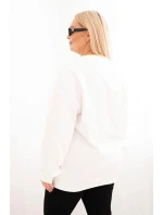 Dámske Plus veľkosť bavlnené základné kolo krku mikina biela