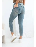 Dámské kalhoty s pushup efektem a pasem modré model 21908635 - K-Fashion