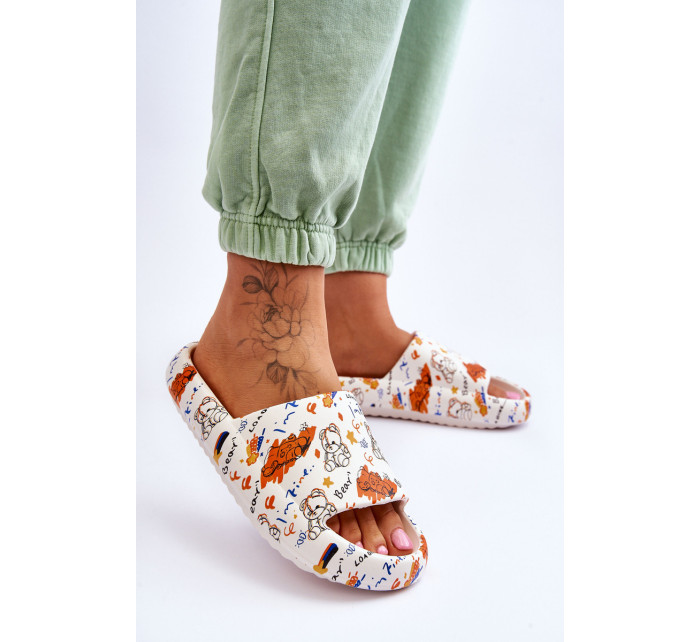 Dámske penové papuče s medvedíkmi a písmenami Beige-orange Zoey