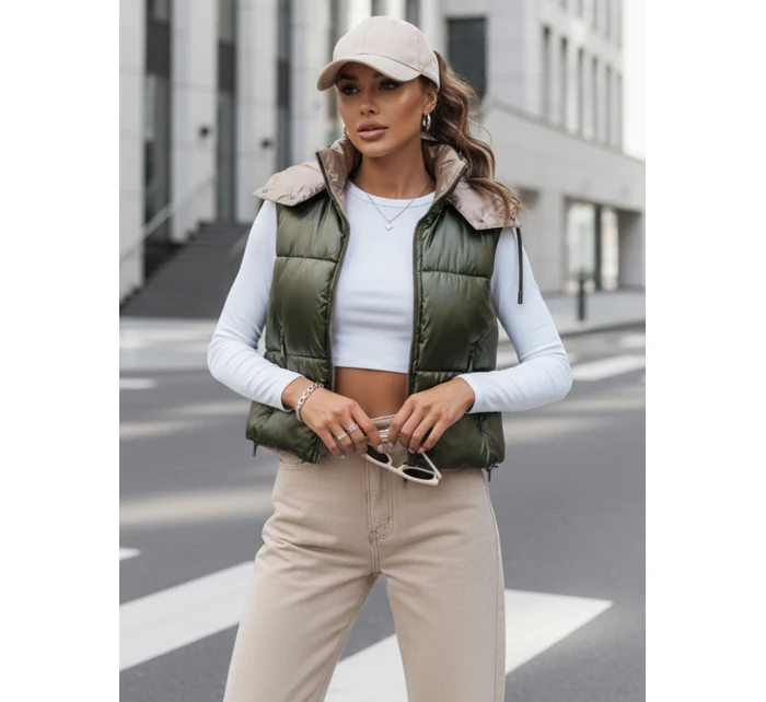 Dámská prošívaná vesta zelená Dstreet model 21969997 - FashionStreet Dámská prošívaná vesta zelená Dstreet model 21969997 - FashionStreet