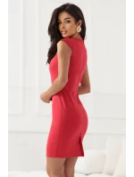 132-9 Klasické priliehavé šaty - červené