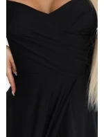 model 22015476 Dlouhé společenské šaty bez ramínek s rozparkem na nohou černé - numoco basic model 22015476 Dlouhé společenské šaty bez ramínek s rozparkem na nohou černé - numoco basic