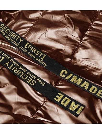 Lesklá vesta v karamelové barvě s kapucí model 19576582 - S'WEST