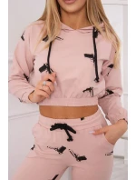 Sada s potlačou pištole tmavo púdrovo ružová