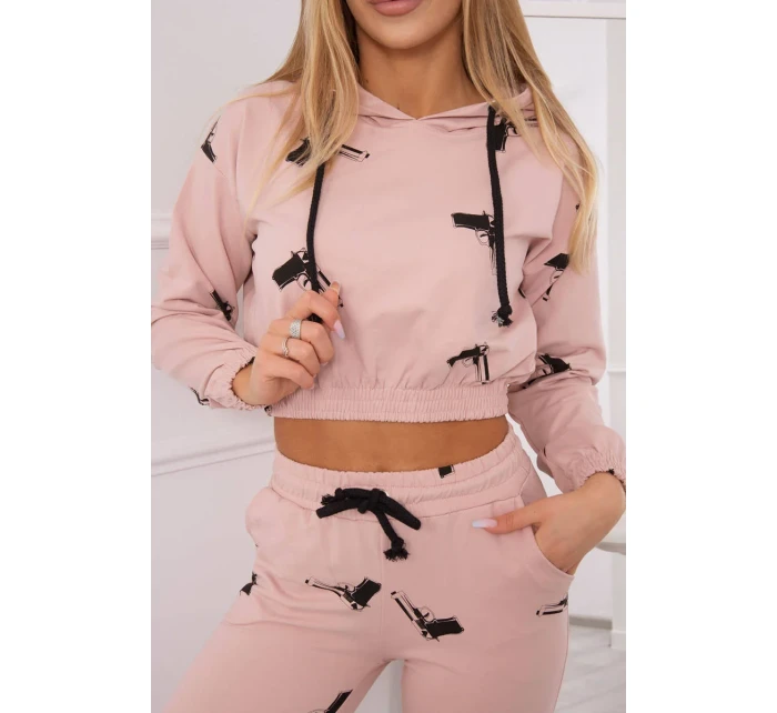 Sada s potlačou pištole tmavo púdrovo ružová