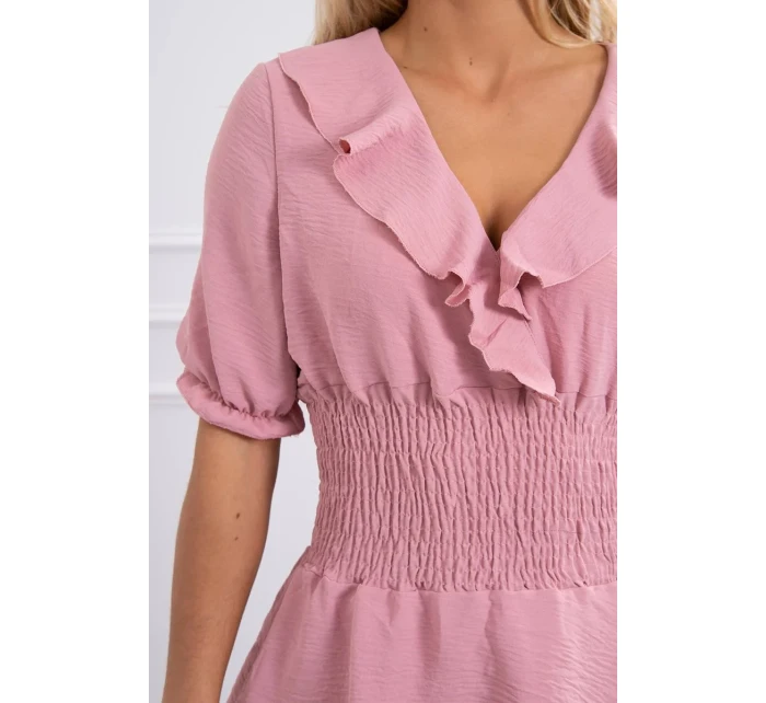 Šaty v páse tmavo púdrovo ružové