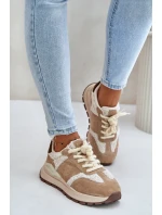 Ocieplane Sneakersy Damskie Skórzane Big Star OO274A317 HI-POLY SYSTEM Beżowe Ocieplane Sneakersy Damskie Skórzane Big Star OO274A317 HI-POLY SYSTEM Beżowe