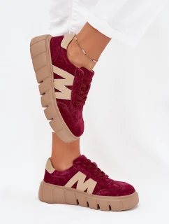 Semišové Dámské Tenisky Na Platformě model 21704994 Bordové - VINCEZA