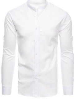 Pánska jednofarebná biela košeľa Dstreet DX2487