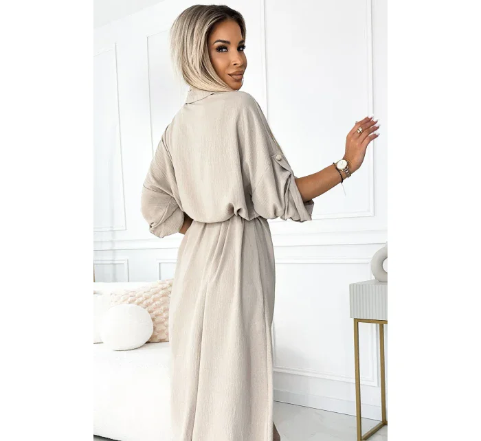 531-1 Midi košeľa so zlatými gombíkmi a kravatou - BEACH 531-1 Midi košeľa so zlatými gombíkmi a kravatou - BEACH