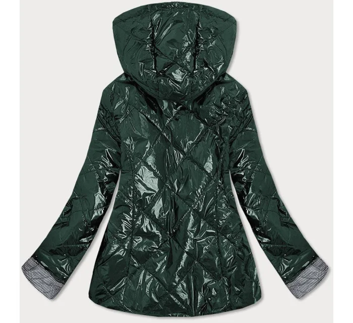 Lesklá zelená prešívaná dámska bunda (B9573)