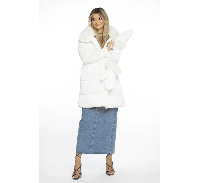 Bílá dámská zimní bunda s límcem a  model 21247525 - Ann Gissy