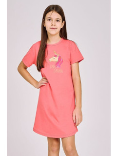 Dievčenská nočná košeľa Mila ružová s jednorožcom