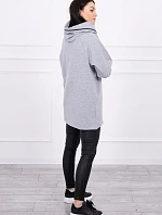 Tunika na zips s kapucňou Oversize sivá
