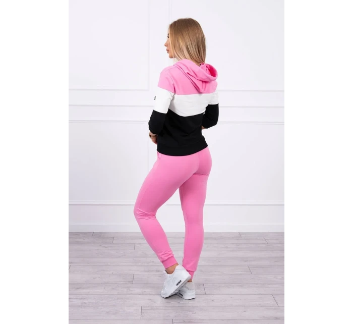 Farebná pruhovaná súprava svetloružová+ecru