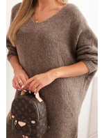 Dámske Plus veľkosť vlny V-neck Fango šaty Dámske Plus veľkosť vlny V-neck Fango šaty