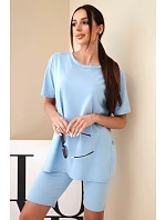 Dámský bavlněný komplet s krátkým rukávem a šortkami žlutý