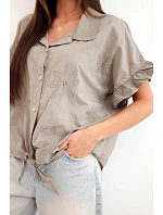 Dámská bavlněná košile model 22207101 s květinovou výšivkou fango - K-Fashion