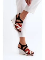 Sandały Na Koturnie Z Paseczkami Czarne Ellen