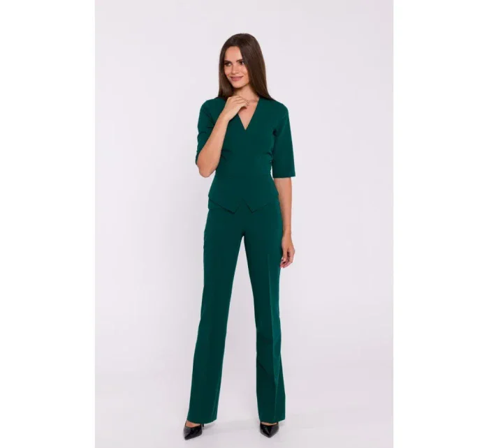 S377 Peplum overal - zelený