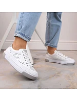 Rieker W RKR642 biele kožené ažurové topánky