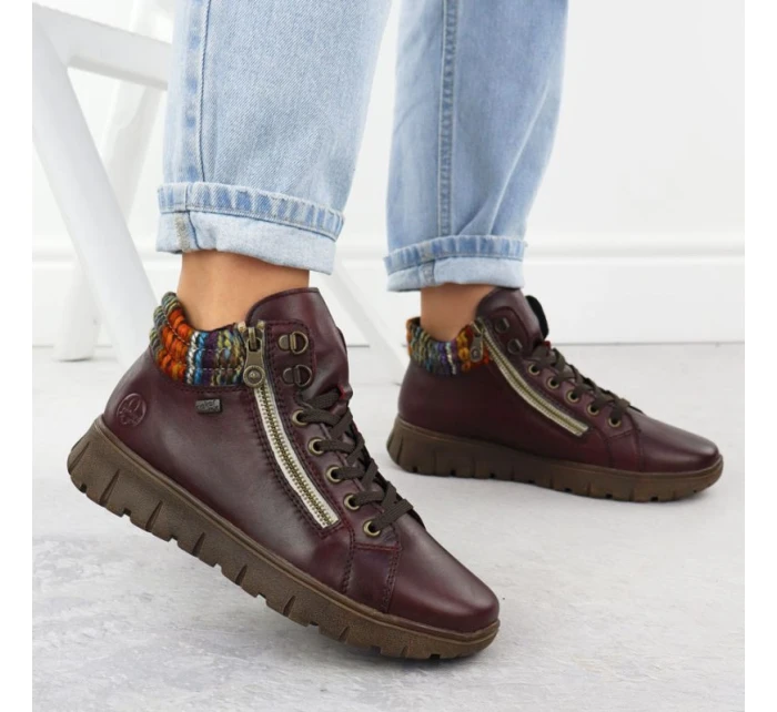 Dámské kožené vínové model 21905379 - Rieker