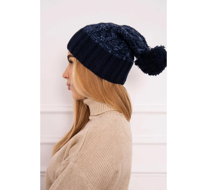 Milano fleecová čiapka K203 navy blue melange+green Milano fleecová čiapka K203 navy blue melange+green