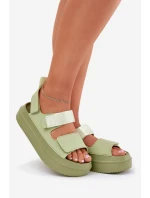 Sandały Damskie Na Platformie Z Rzepami Zielone Nitepira Sandały Damskie Na Platformie Z Rzepami Zielone Nitepira