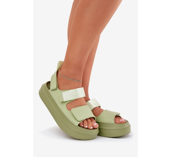 Sandały Damskie Na Platformie Z Rzepami Zielone Nitepira Sandały Damskie Na Platformie Z Rzepami Zielone Nitepira