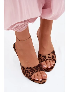 Pantofle z imitace semiše na jehlovém podpatku leopardí vzor Melissea