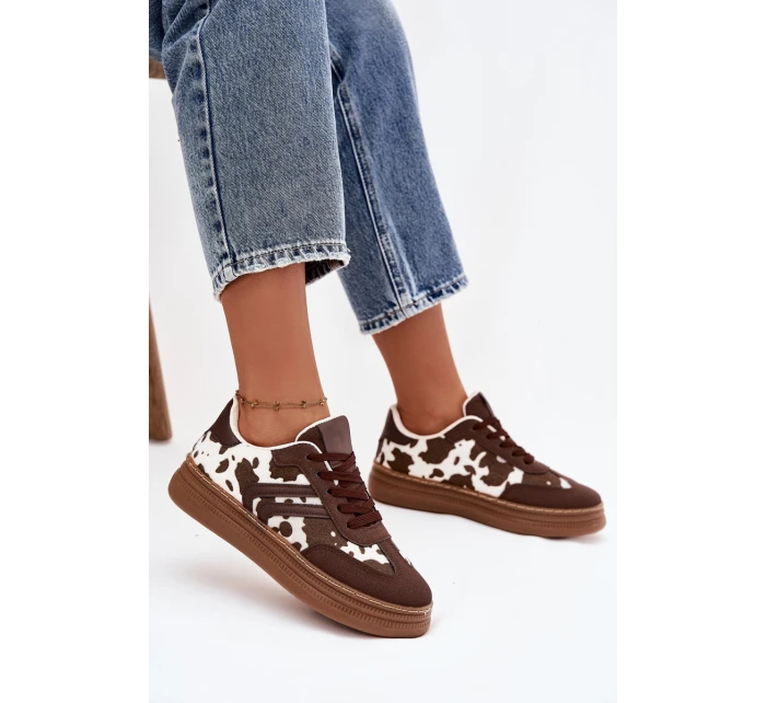 Dámske tenisky na platforme - hnedé Denissa Dámske tenisky na platforme - hnedé Denissa