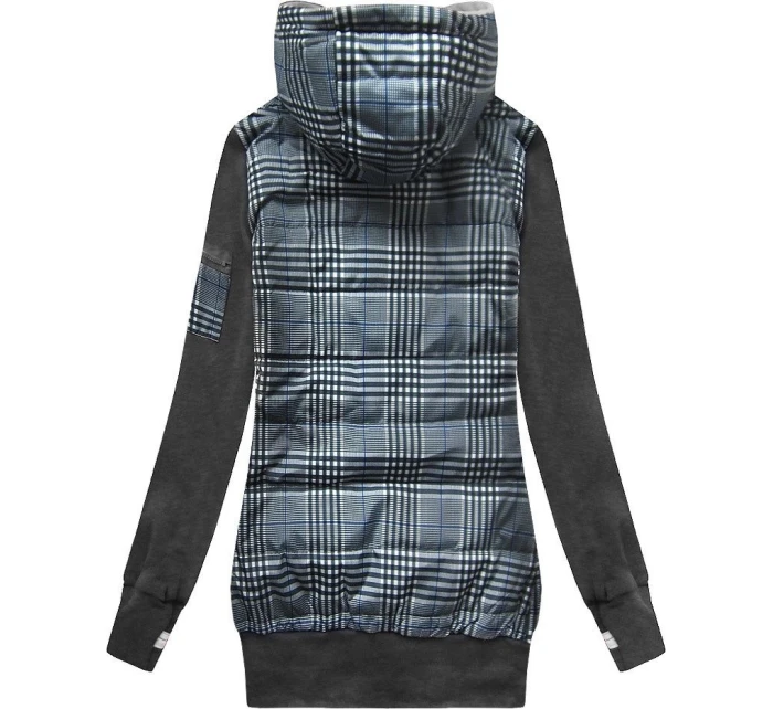 Tmavomodro-grafitová mikina z rôznych lepených materiálov (AMG-611A) Tmavomodro-grafitová mikina z rôznych lepených materiálov (AMG-611A)