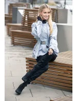 Svetlomodrá krátka dámska bunda s opaskom (AG3-03)