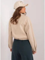 Dámska béžová džínsová bunda nadrozmernej veľkosti (F3968) Dámska béžová džínsová bunda nadrozmernej veľkosti (F3968)