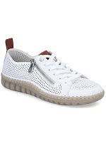 Dámske kožené ažurové biele poltopánky Rieker N2405-80