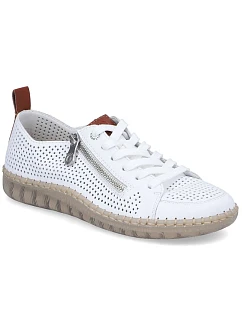 Dámske kožené ažurové biele poltopánky Rieker N2405-80