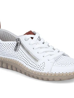 Dámske kožené ažurové biele poltopánky Rieker N2405-80